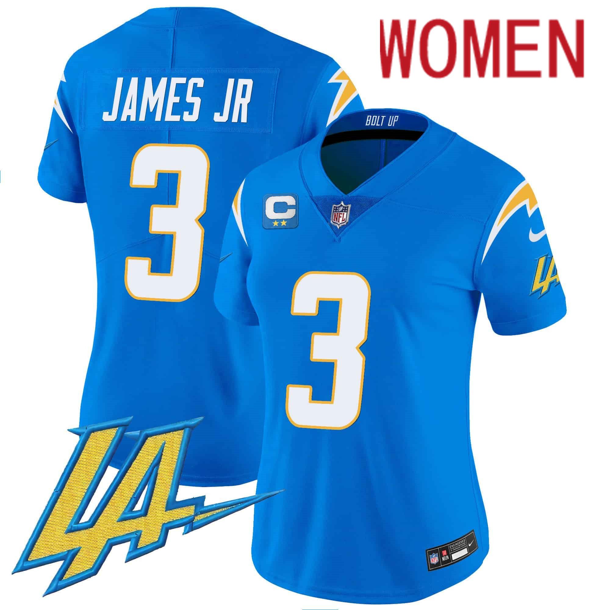 Women Los Angeles Chargers #3 James jr Light Blue 2024 Nike Vapor Limited NFL Jersey style 1